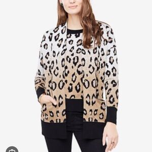 Ann Taylor Leopard Pocket Cardigan Sweater Size S